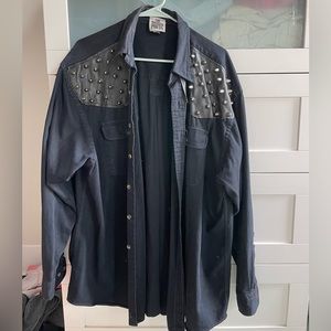 Studded over sized Ragged Priest button up